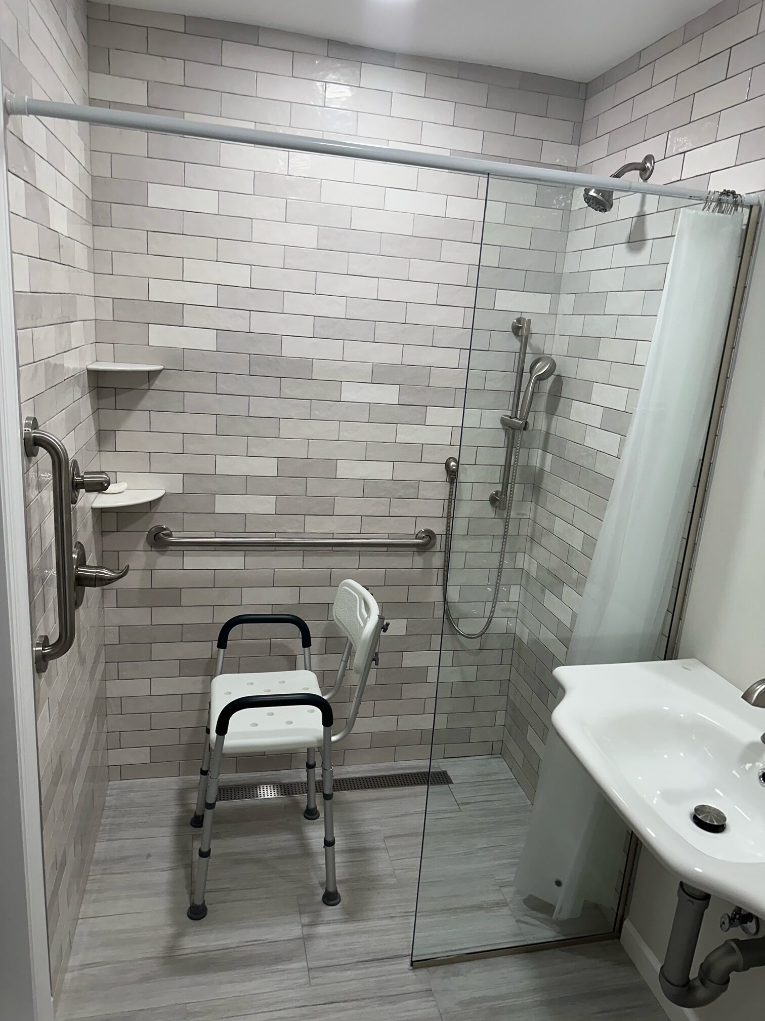 Handicap accessible ADA compliant bathroom shower