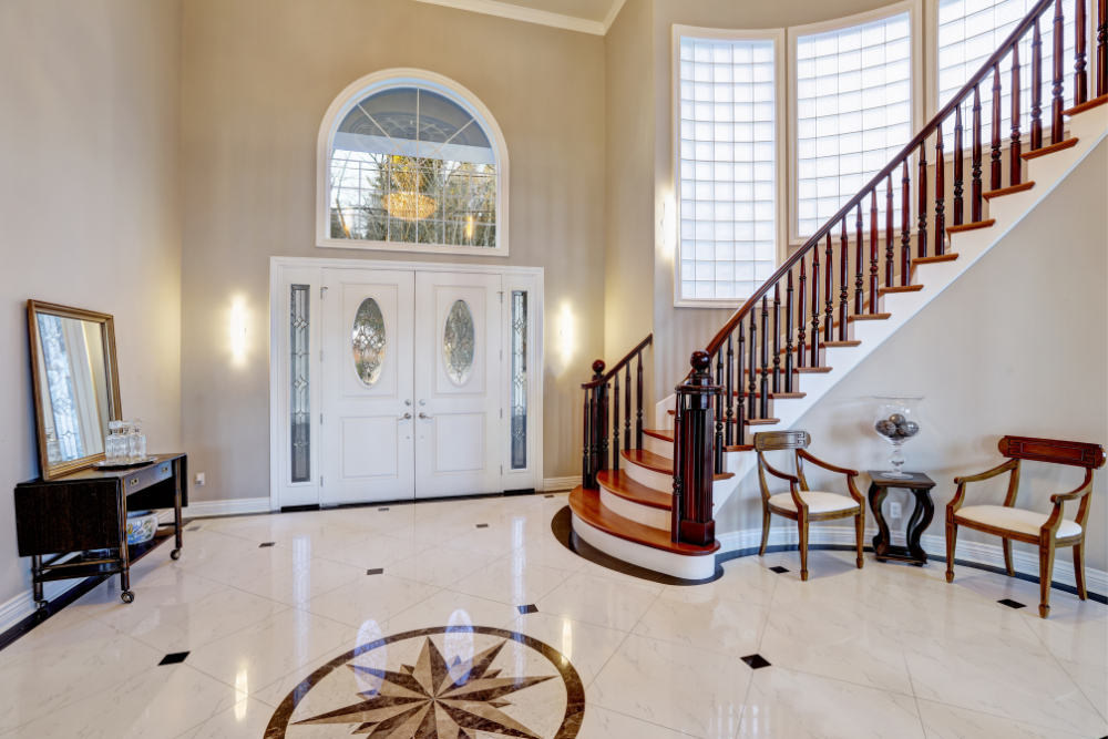 A home with narrow curved stairs before stairlift installation